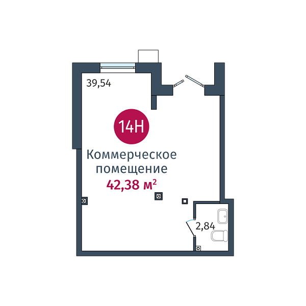 Квартира в новостройке, 42 кв.м., улица Сергея Джанбровского,  д. 27, к. 2