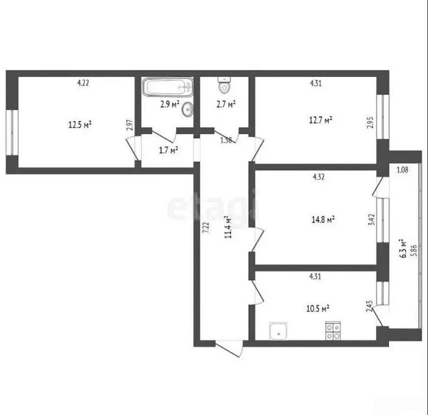 3-к квартира, 68 кв.м., улица Ю.-Р.Г. Эрвье, 16к1