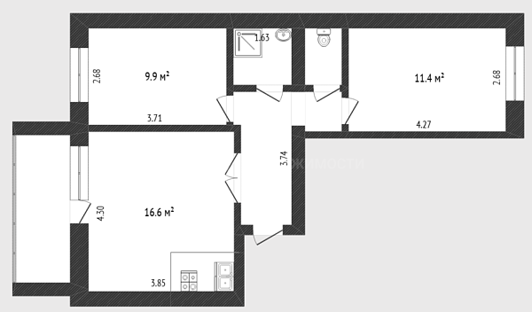 2-к квартира, 48 кв.м., микрорайон Тарманы, улица Блюхера, 4