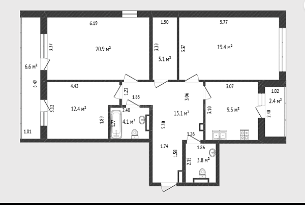 3-к квартира, 90 кв.м., улица Ю.-Р.Г. Эрвье, 28к1