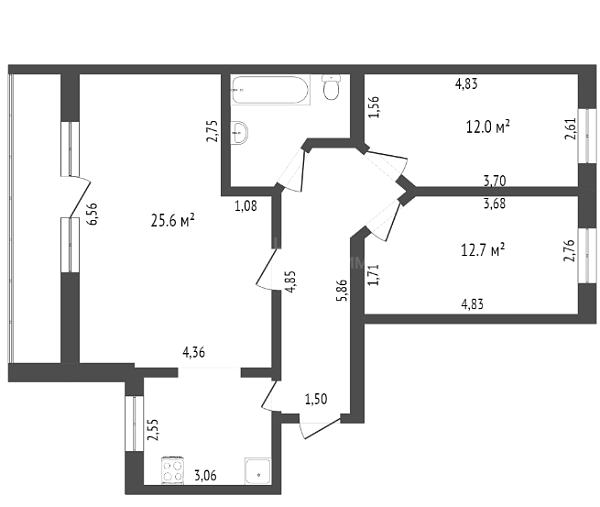 3-к квартира, 75 кв.м., улица Водников, 12