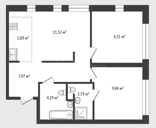 2-к квартира, 50 кв.м., улица Тимофея Чаркова, 87