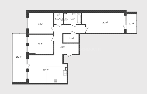 3-к квартира, 80 кв.м., улица Сергея Свиридова, 7