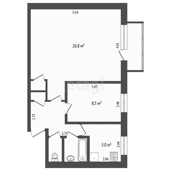 2-к квартира, 50 кв.м., улица Орджоникидзе, 67