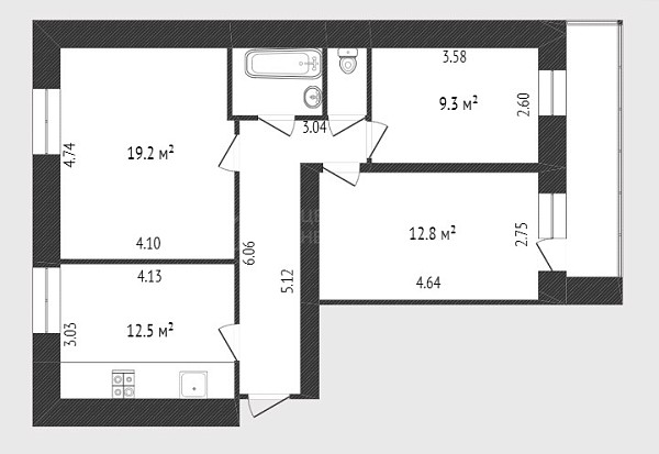 3-к квартира, 68 кв.м., улица Белинского, 1А