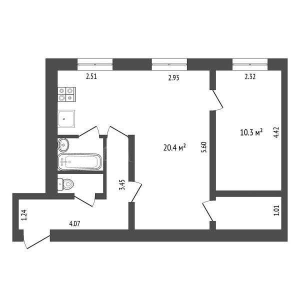 1-к квартира, 44 кв.м., улица Парфёнова, 40
