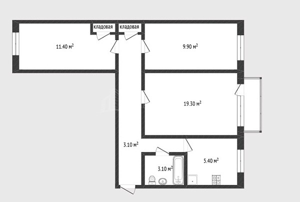 3-к квартира, 55 кв.м., Рижская улица, 53