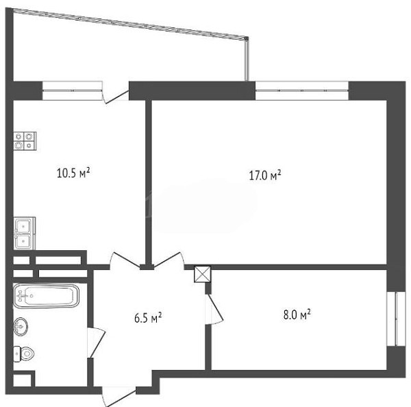 2-к квартира, 43 кв.м., улица Газовиков, 49