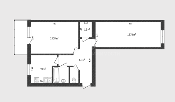 2-к квартира, 43 кв.м., микрорайон Тарманы, Игримская улица, 13