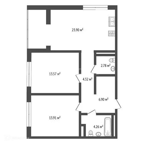 2-к квартира, 70 кв.м., Ставропольская улица, 95