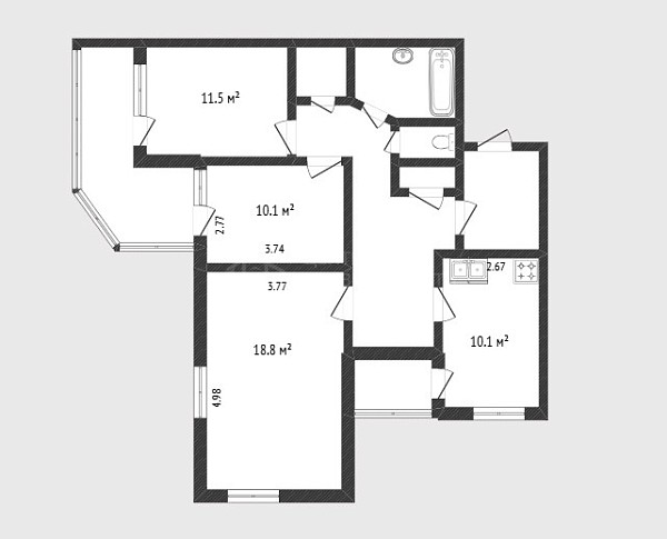 3-к квартира, 76 кв.м., Харьковская улица, 57к2