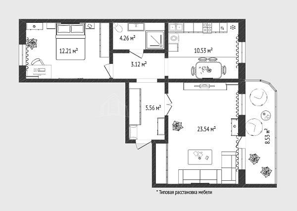 2-к квартира, 59 кв.м., улица Казачьи Луга, 9