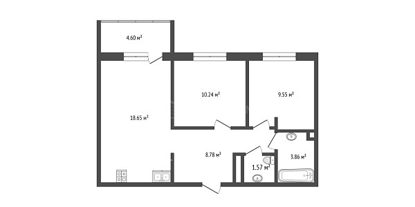 2-к квартира, 57 кв.м., улица Александра Пушкина, 10