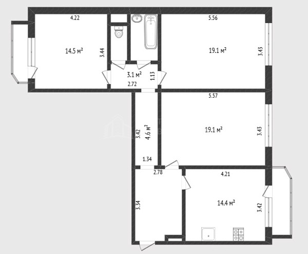 3-к квартира, 89 кв.м., Широтная улица, 172к2
