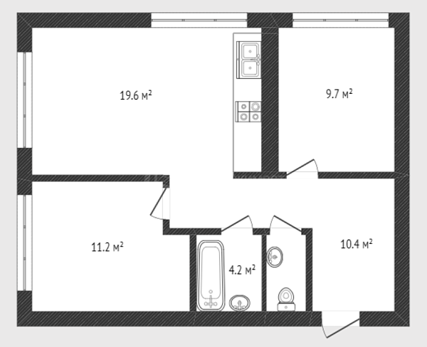 2-к квартира, 55 кв.м., улица Тимофея Чаркова, 83