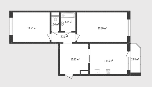 2-к квартира, 66 кв.м., улица Дмитрия Менделеева, 12к1
