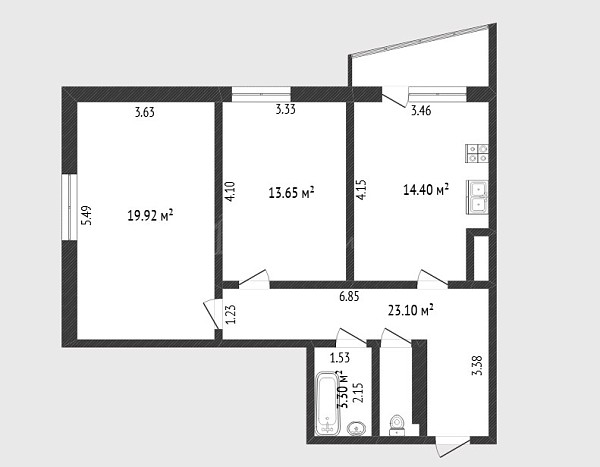 2-к квартира, 63 кв.м., Заречный проезд, 39Ак1