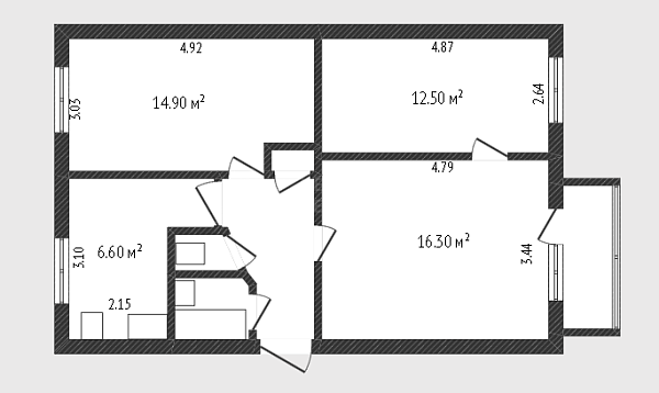 3-к квартира, 58 кв.м., Полевая улица, 14