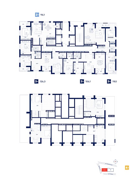 3-к квартира в новостройке, 108 кв.м.