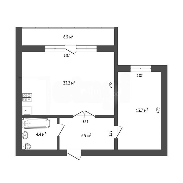 2-к квартира, 47 кв.м., улица Василия Гольцова, 10
