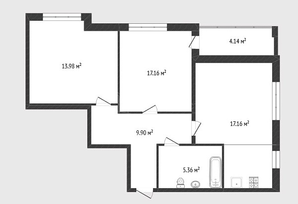 2-к квартира, 57 кв.м., улица Игоря Комиссарова, 12