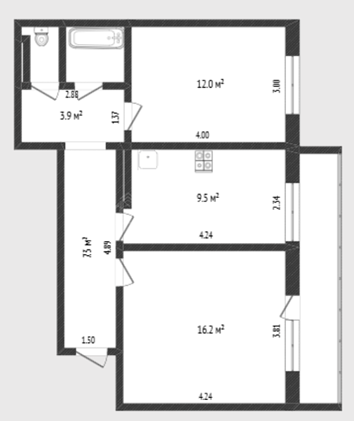 2-к квартира, 53 кв.м., 6-й микрорайон, улица Валерии Гнаровской, 10к1