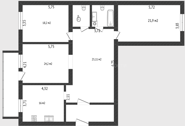 3-к квартира, 112 кв.м., улица Демьяна Бедного, 83к1