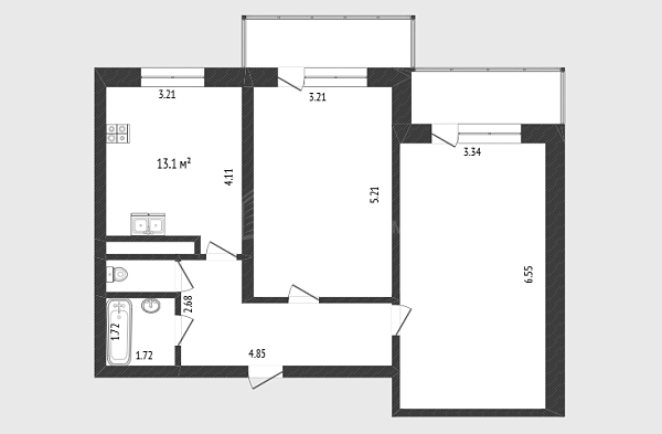 2-к квартира, 64 кв.м., улица Мебельщиков, 6