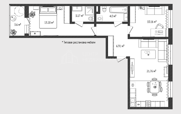 2-к квартира, 62 кв.м., улица Александра Пушкина, 14