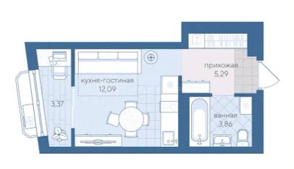 Студия, 20 кв.м., улица Фармана Салманова, 3