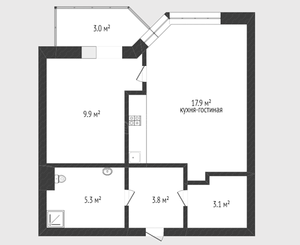 1-к квартира, 41 кв.м., улица Мельникайте, 144А