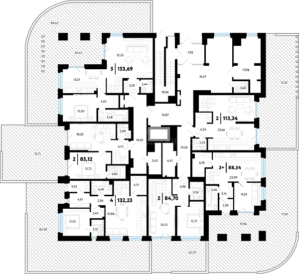 2-к квартира в новостройке, 84 кв.м.