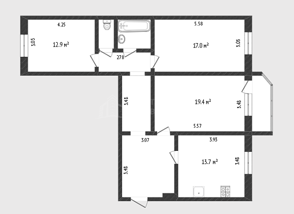 3-к квартира, 85 кв.м., Холодильная улица, 116