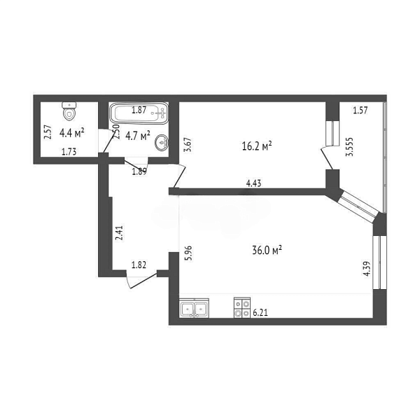1-к квартира, 69 кв.м., улица Кузнецова, 15