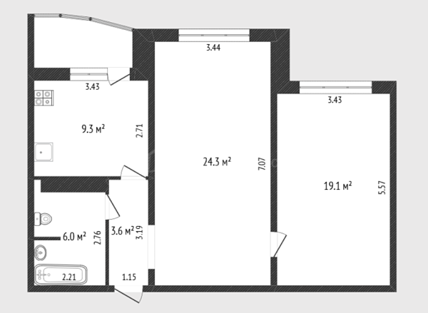 2-к квартира, 62 кв.м., улица Созидателей, 7
