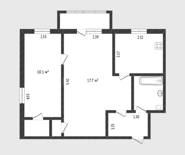 2-к квартира, 41 кв.м., улица Карла Маркса, 123