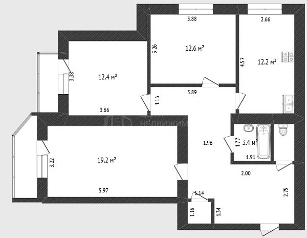 3-к квартира, 83 кв.м., Флотская улица, 32