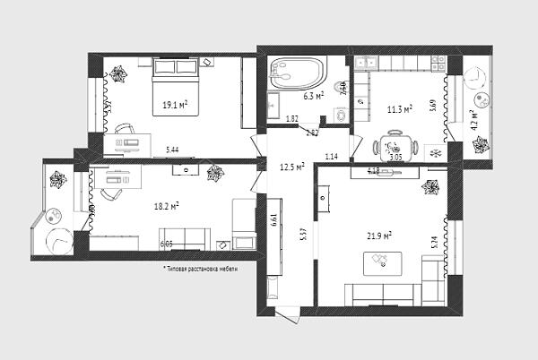 3-к квартира, 89 кв.м., улица Мельникайте, 138