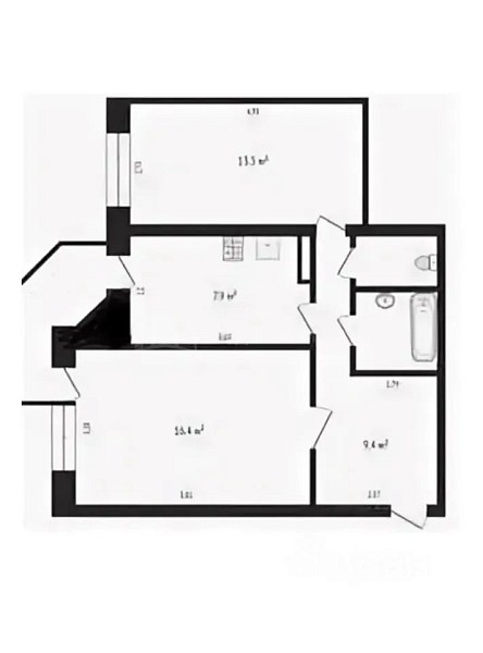 2-к квартира, 52 кв.м.