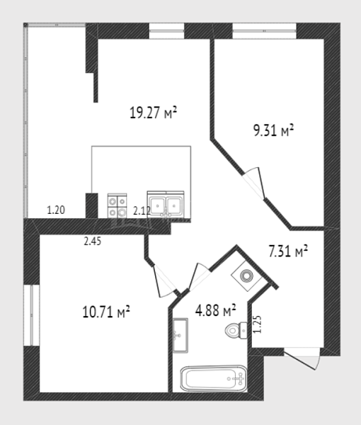 2-к квартира, 44 кв.м., Краснооктябрьская улица, 14к3