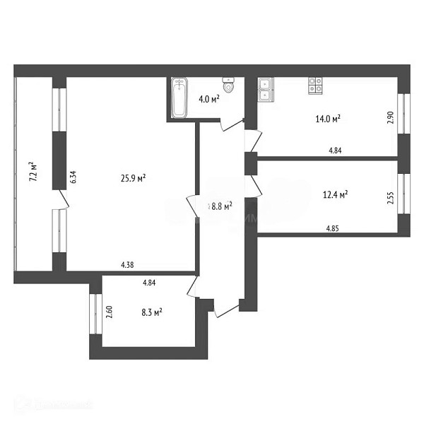 3-к квартира, 73 кв.м., Холодильная улица, 136к1