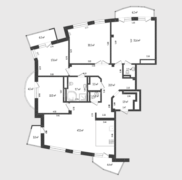 4-к квартира, 197 кв.м., Севастопольская улица, 14