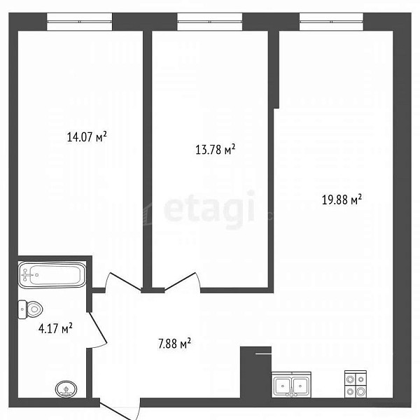 2-к квартира, 59 кв.м., Таёжная улица, 6