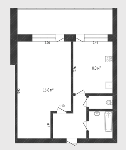 1-к квартира, 34 кв.м., улица Щербакова, 98