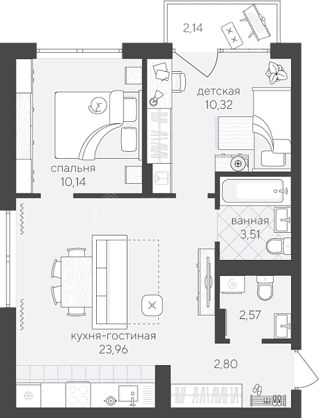 2-к квартира в новостройке, 55 кв.м., улица Алексея Сергиенко, 13