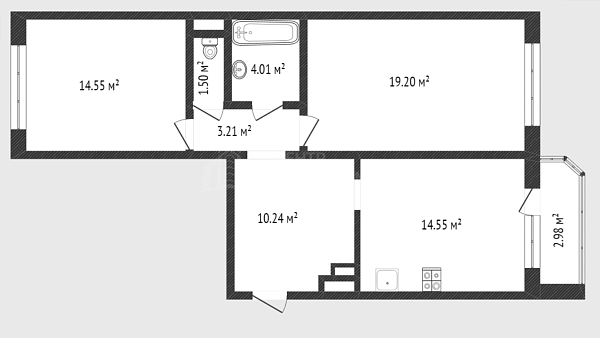 2-к квартира, 67 кв.м., улица Константина Посьета, 11к1