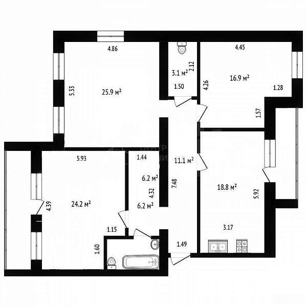 4-к квартира, 110 кв.м., Орловская улица, 35к2