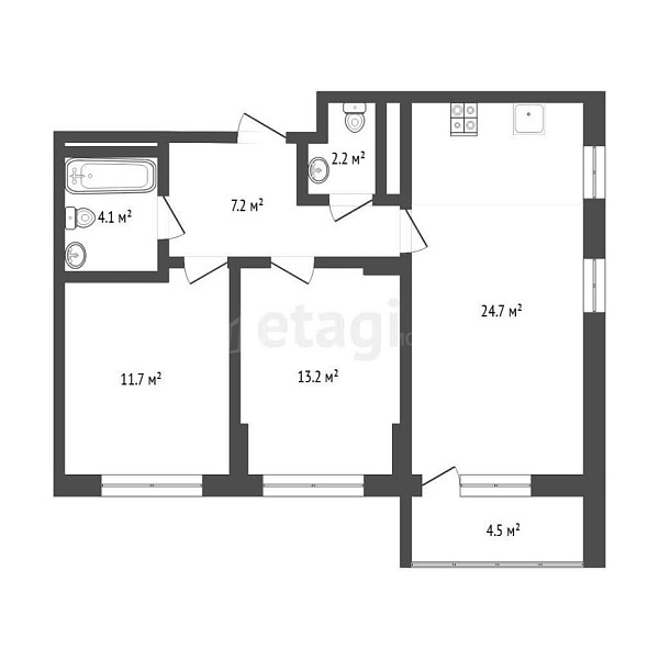 3-к квартира, 62 кв.м., Интернациональная улица, 199к9