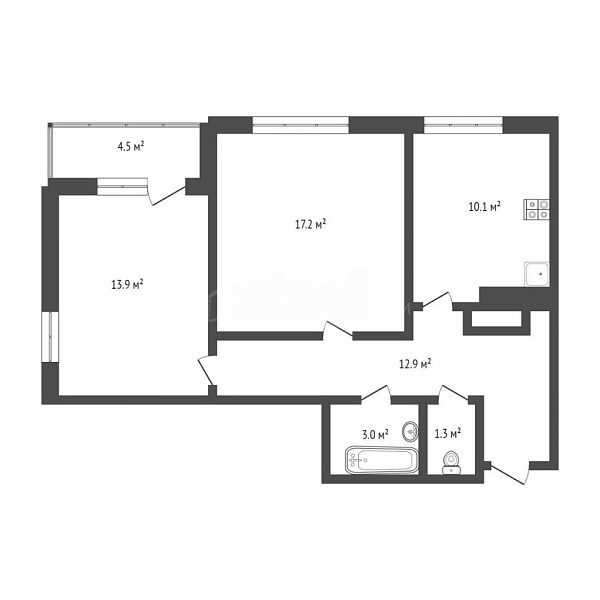 2-к квартира, 58 кв.м., улица Мельникайте, 2к11