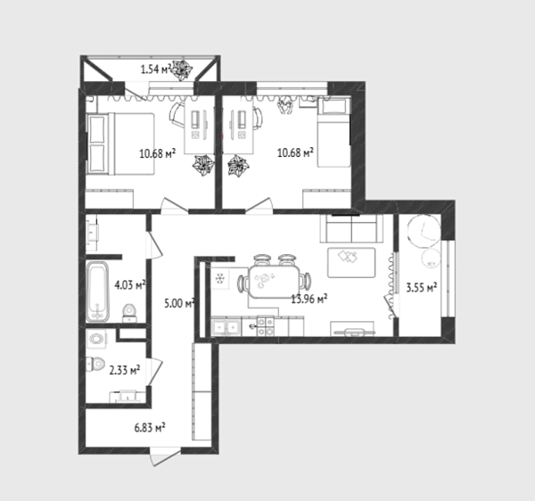 2-к квартира, 53 кв.м., улица Бориса Прудаева, 7